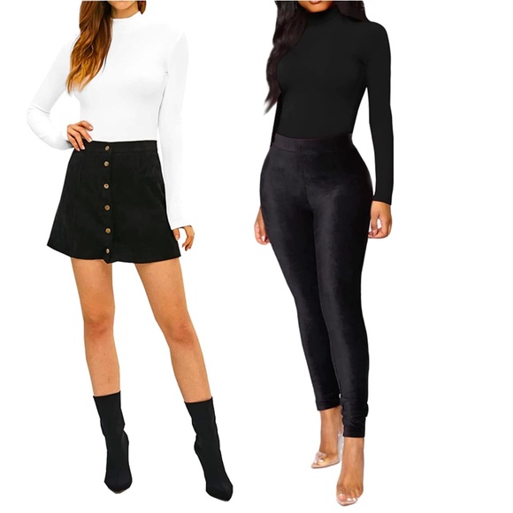 ⭐️ BODYSUIT ⭐️ Black Mock Turtle Neck Long Sleeve Bodysuit Size:Small - Picture 3 of 3